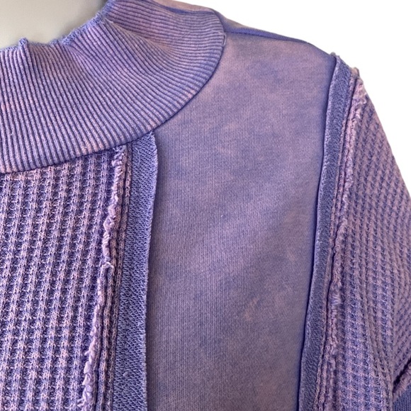 Periwinkle Washed Mixed Fabrics/Long Sleeve Pullover Top /thumbholes/ tunic NWT - Picture 8 of 15